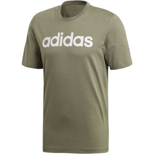 adidas E LIN TEE Pánské tričko, Tmavě zelená,Bílá, velikost XL