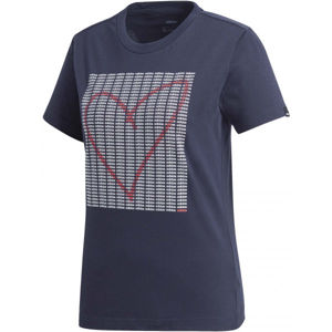 adidas W ADI HEART T Dámské triko, Tmavě modrá,Bílá,Růžová, velikost S