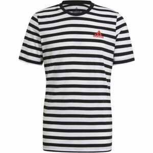 adidas STRIPY SJ TEE Pánské tričko, Černá,Bílá,Červená, velikost M