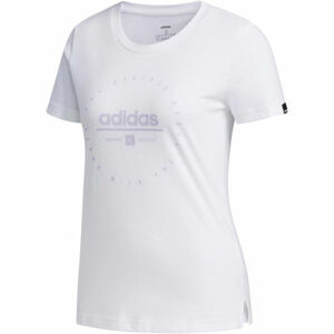 adidas W ADI CLOCK TEE Dámské tričko, Bílá,Fialová, velikost L