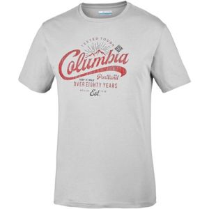 Columbia LEATHAN TRAIL TEE Pánské triko, Šedá,Červená, velikost