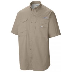 Columbia BONEHEAD - SHORT SLEEVE SHIRT béžová S - Pánská košile s krátkým rukávem