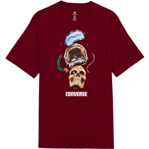 Converse SKULL HELMET TEE vínová S - Pánské tričko
