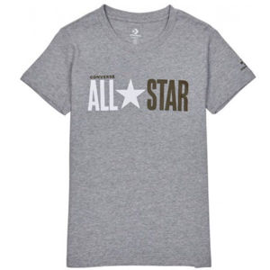 Converse ALL STAR SHORT SLEEVE CREW T-SHIRT Dámské tričko, Šedá,Bílá,Zlatá, velikost L