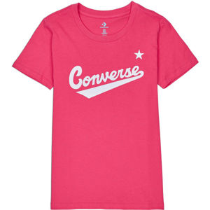 Converse WOMENS NOVA CENTER FRONT LOGO TEE Dámské tričko, Růžová,Bílá, velikost M