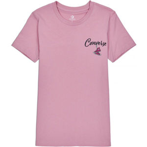 Converse WOMENS HANGIN OUT CLASSIC TEE Dámské tričko, Růžová,Černá,Červená, velikost S