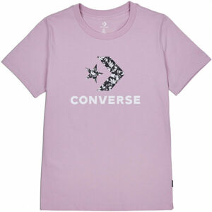 Converse FLORAL STAR CHEVRON GRAPPHIC TEE Dámské tričko, Fialová,Bílá,Černá, velikost S