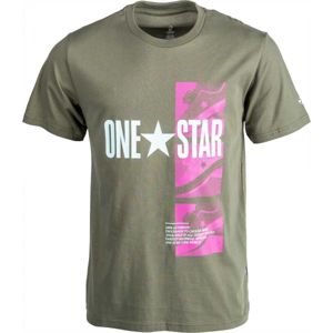Converse ONE STAR PHOTO SHORT SLEEVE TEE šedá S - Pánské triko
