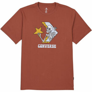 Converse SKULL GRAPHIC LOGO 1 SHORT SLEEVE TEE Hnědá S - Pánské triko