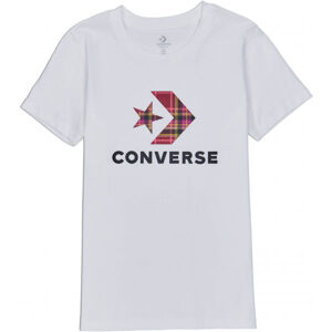 Converse WOMENS STAR CHEVRON PLAID INFILL TEE Dámské tričko, bílá, velikost M