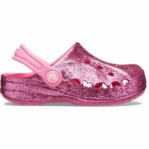 Crocs BAYA GLITTER CLOG Růžová C10 - Dětské pantofle
