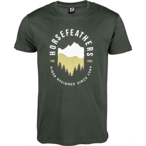 Horsefeathers SKYLINE T-SHIRT Pánské tričko, Khaki,Bílá, velikost S