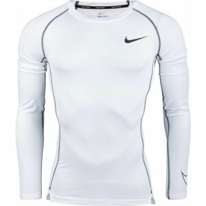 Nike PRO DRI-FIT Pánské triko s dlouhým rukávem, bílá, veľkosť S