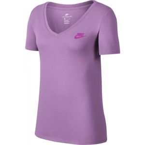 Nike TEE VNECK LBR W fialová L - Dámské tričko