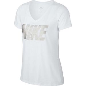 Nike NSW TEE NIKE MTLC BLOCK bílá S - Dámské triko