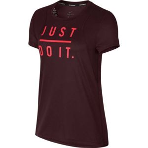 Nike RUN TOP SS GX JDI vínová L - Dámské běžecké triko