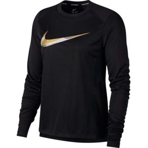 Nike MILER TOP LS METALLIC černá XS - Dámské běžecké triko
