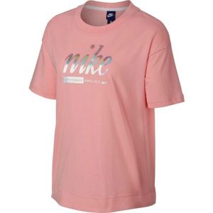 Nike SPOSTSWEAR TOP CROP METALLIC růžová L - Dámské tričko
