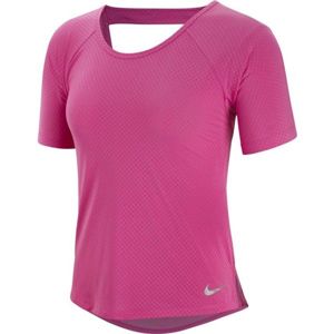 Nike MILER TOP SS BREATHE růžová L - Dámské tričko