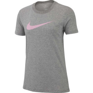 Nike DRY TEE DFC CREW Dámské tréninkové tričko, Šedá,Růžová, velikost XL