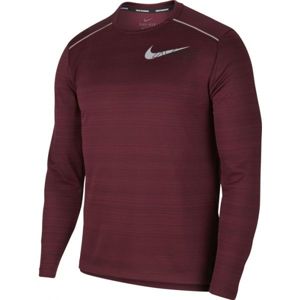 Nike DF MILER LS FLASH NV M vínová XL - Pánské tričko s dlouhým rukávem