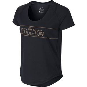 Nike TOP SS 10K GLAM W Dámské běžecké tričko, Černá,Oranžová, velikost M