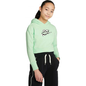 Nike NSW CROP HOODIE FILL Dívčí mikina, Světle zelená,Černá,Bílá, velikost M