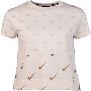 Nike NSW TOP SS METALLIC světle růžová M - Dámské triko