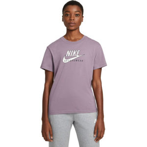 Nike NSW HERITAGE SS TOP HBR W Dámské tričko, Fialová,Bílá, velikost XL