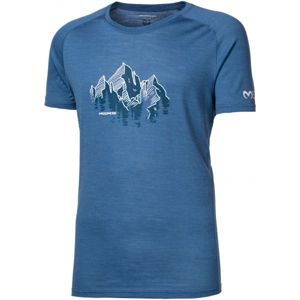 Progress TASMAN Pánské triko z Merino vlny, Modrá,Bílá, velikost M