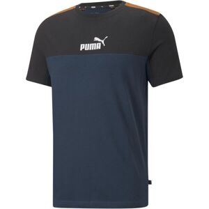 Puma ESSENTIALS + BLOCK TEE Pánské triko, tmavě modrá, veľkosť XXL