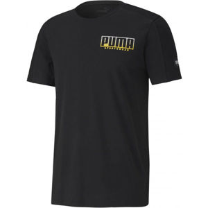 Puma ATHLETICS ADVANCED TEE Pánské triko, Černá,Žlutá, velikost