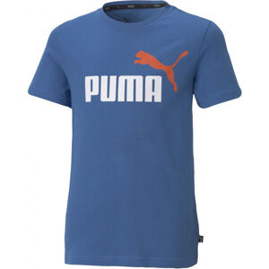 Puma ESS + 2 COL LOGO TEE Chlapecké triko, Modrá,Bílá,Oranžová, velikost 116