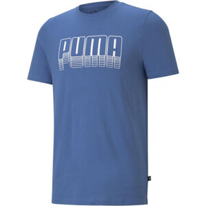 Puma PUMA BASIC TEE Pánské triko, Světle modrá,Bílá, velikost L