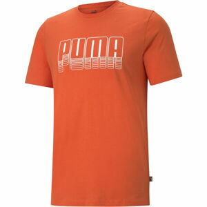 Puma PUMA BASIC TEE Pánské triko, Oranžová,Bílá, velikost L