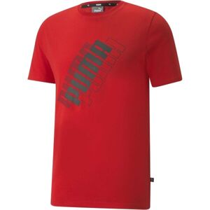 Puma POWER LOGO TEE Pánské triko, Červená,Tmavě šedá, velikost M