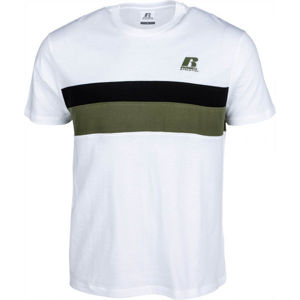 Russell Athletic STRIPED PANEL CREWNECK TEE SHIRT bílá XL - Pánské tričko