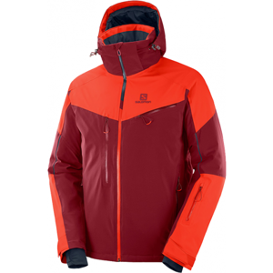 Salomon ICESPEED JKT M Pánská lyžařská bunda, Vínová,Oranžová, velikost