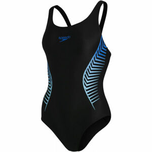 Speedo PLACEMENT MUSCLEBACK Dámské jednodílné plavky, Černá,Světle modrá, velikost 42