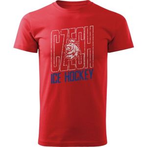 Střída CZECH ICE HOCKEY TRIKOLORA LOGO LEV červená XL - Pánské triko